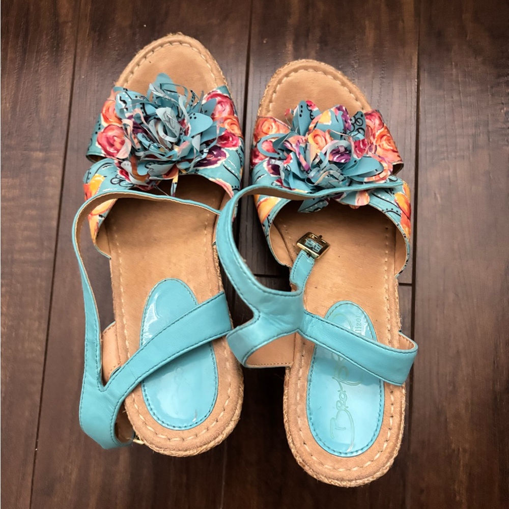 Floral Blue Naturalizer Wedge Sandals